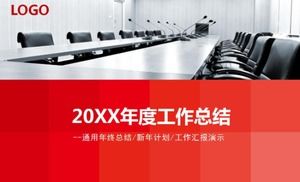 Czerwony minimalistyczny roczny szablon podsumowania pracy ppt