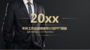 Modello ppt di report di riepilogo di fine anno aziendale di fascia alta nera