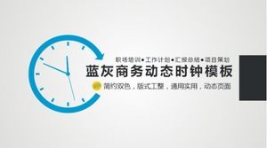 Modello ppt di rapporto di lavoro aziendale orologio dinamico grigio blu