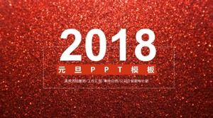 Atmospheric red frosted texture minimalist new year's day ppt template