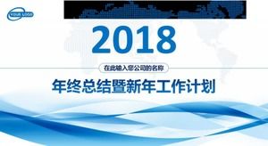 Kurze Zusammenfassung des Jahresendes im blauen Business-Stil und PPT-Vorlage für den Arbeitsplan für das neue Jahr
