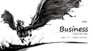 เทมเพลต ppt รายงานธุรกิจหมึกและสไตล์จีน