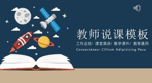 Mavi moda çizgi film öğretmeni sınıf ppt şablonunu konuşuyor