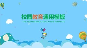 Mavi çizgi film ilkokul kampüsü eğitimi evrensel ppt şablonu