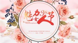 الوردي الحلو والطازج قالب يوم المرأة PPT