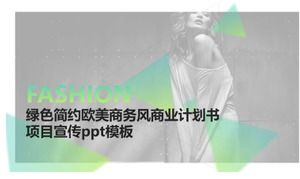 Zielony minimalistyczny europejski i amerykański biznes plan biznes plan szablon reklama projektu ppt