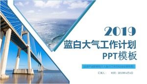 Șablon ppt de plan de lucru atmosferă albastru și alb