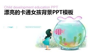 Güzel çizgi film kız arka plan PPT şablonu