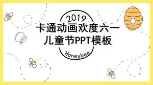 การ์ตูนแอนิเมชั่นเพื่อเฉลิมฉลองแม่แบบ PPT วันเด็ก