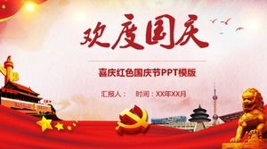 Şenlikli kırmızı Ulusal Gün PPT şablonu