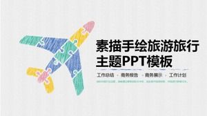 Esquisser le modèle PPT de thème de voyage peint à la main