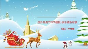 Modello PPT di Natale straniero - sfondo blu felice