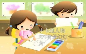 Apresentação de slides de fundo PPT de pequeno personagem de desenho animado