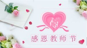 Download del modello PPT per la festa dell'insegnante del Ringraziamento rosa dinamico