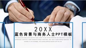 Niebieskie tło z szablonem PPT dla ludzi biznesu