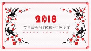 Plantilla PPT de celebración festiva - patrón rojo