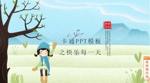 Mutlu her gün karikatür PPT şablonu