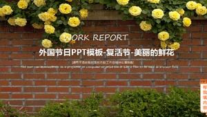 Шаблон PPT зарубежного фестиваля - Пасха - красивые цветы