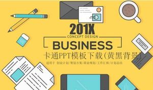 Cartoon PPT template download (yellow black background)