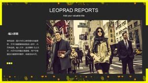 Green leaves background PPT template download