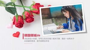 Rote Rose Valentinstag romantische einfache PPT-Vorlage