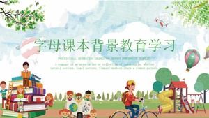 Alfabet podręcznik edukacja tło nauka szablon PPT