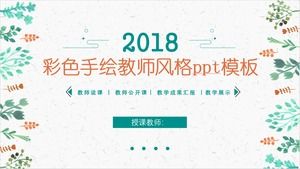 Renkli el boyaması öğretmen stili ppt şablonu