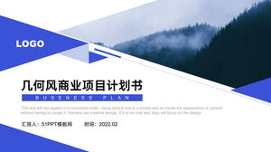 Template ppt rencana proyek bisnis angin geometris datar biru cerah