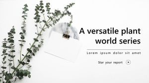 Modelo de ppt de relatório de resumo de arte e literatura de plantas simples e fresco