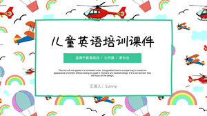 Modelo de ppt de curso de treinamento de inglês para crianças de desenho simples e fresco