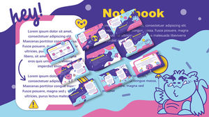 流畅的几何卡通奇幻风格笔记本ppt模板