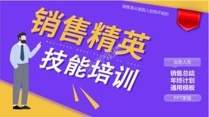 Basit stil satış becerileri eğitimi çalışması özeti ppt şablonu