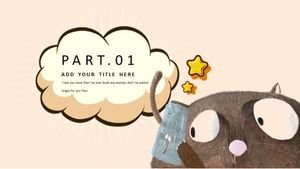 Karikatür orman küçük hayvanlar genel İngilizce ppt şablonu