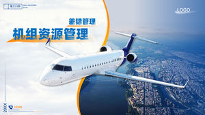 Modello ppt di rapporto di lavoro di aviazione di fascia alta con atmosfera semplice