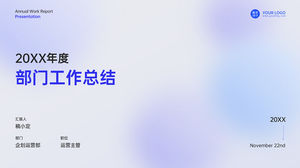 Șablon ppt de raport de lucru al departamentului de vânt linie minimalistă fundal albastru și violet