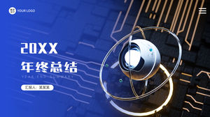 Șablon general ppt de raport rezumat de sfârșit de an al tehnologiei albastre și negru