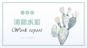 Modèle PPT de plantes vertes succulentes aquarelle élégante et fraîche