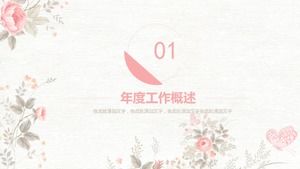 Schöne handgemalte Blumen Mitte des Jahres Arbeitsbericht Zusammenfassung ppt-Vorlage