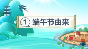 Coklat cinta tema Festival Perahu Naga budaya tradisional template ppt Festival Perahu Naga