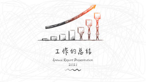 Modelo de PPT de resumo de final de ano requintado e criativo pintado à mão