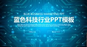 Blue technology wind annual work summary report ppt template