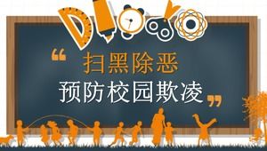 Șablon ppt de desene animate cu temă de hărțuire școlară pentru prevenirea răului și negru portocaliu