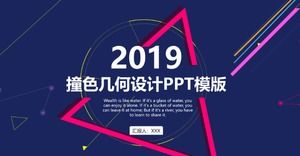 Modèle PPT de rapport de travail d'entreprise orné de lignes de couleurs contrastées géométriques de mode cool