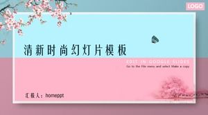 Modaya uygun taze mavi toz arka plan süsleme etkinliği planlama PPT şablonu