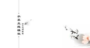 Plantilla PPT general de negocios de adorno de pintura de tinta de estilo chino simple y a mano alzada