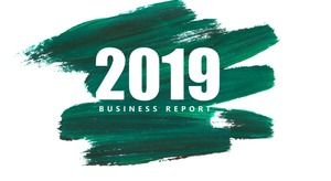 Busana modern, latar belakang sapuan kuas, laporan kerja pertengahan tahun, template PPT