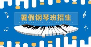 Modelo de ppt de desenho animado de inscrição de aula de piano de verão quente e fofo