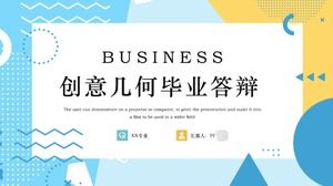 Yaratıcı sevinç karikatür geometrik rüzgar mezuniyet tezi savunma PPT şablonu