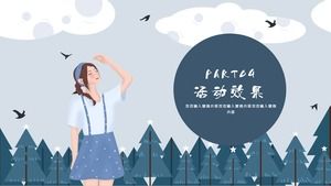 Elegant and beautiful cartoon illustration style August hello theme monthly event planning PPT template