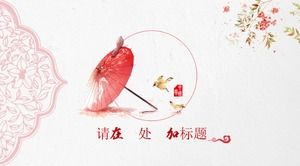 Kreatywny i elegancki czerwony parasol w stylu chińskim tło planowania reklamowego kultury korporacyjnej szablon PPT